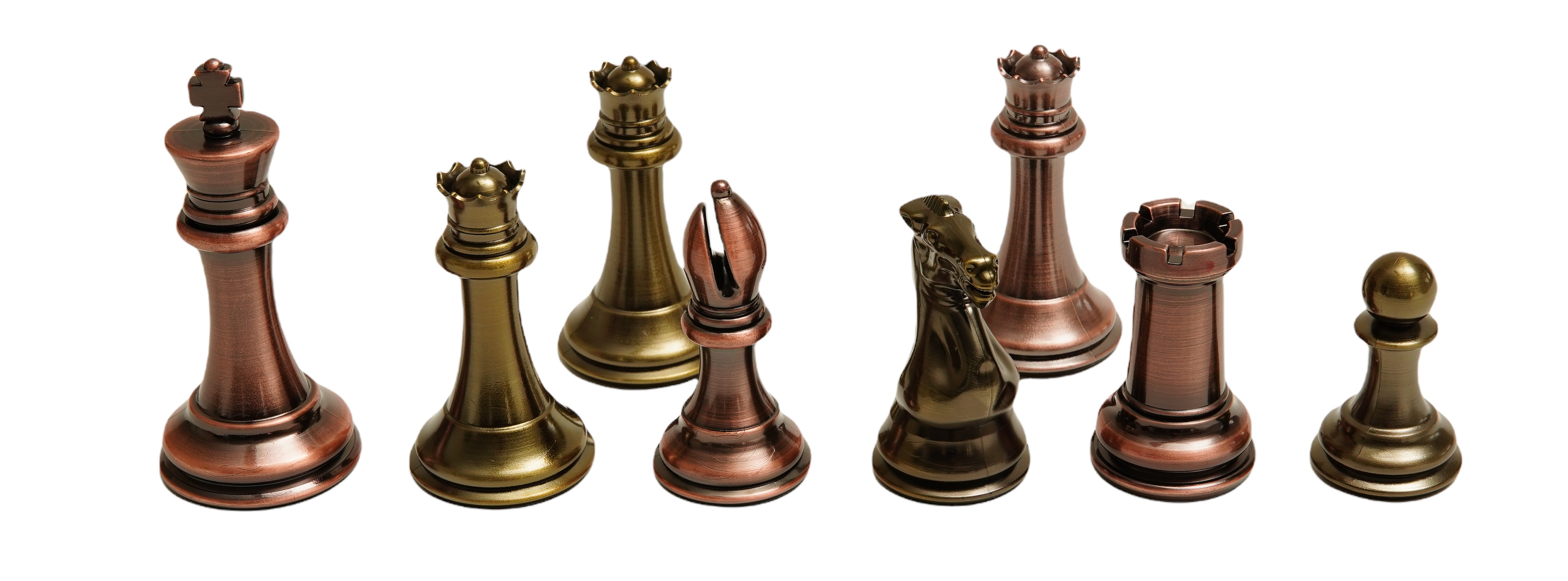 Solid Metal Queen's Gambit Staunton Style Chessmen