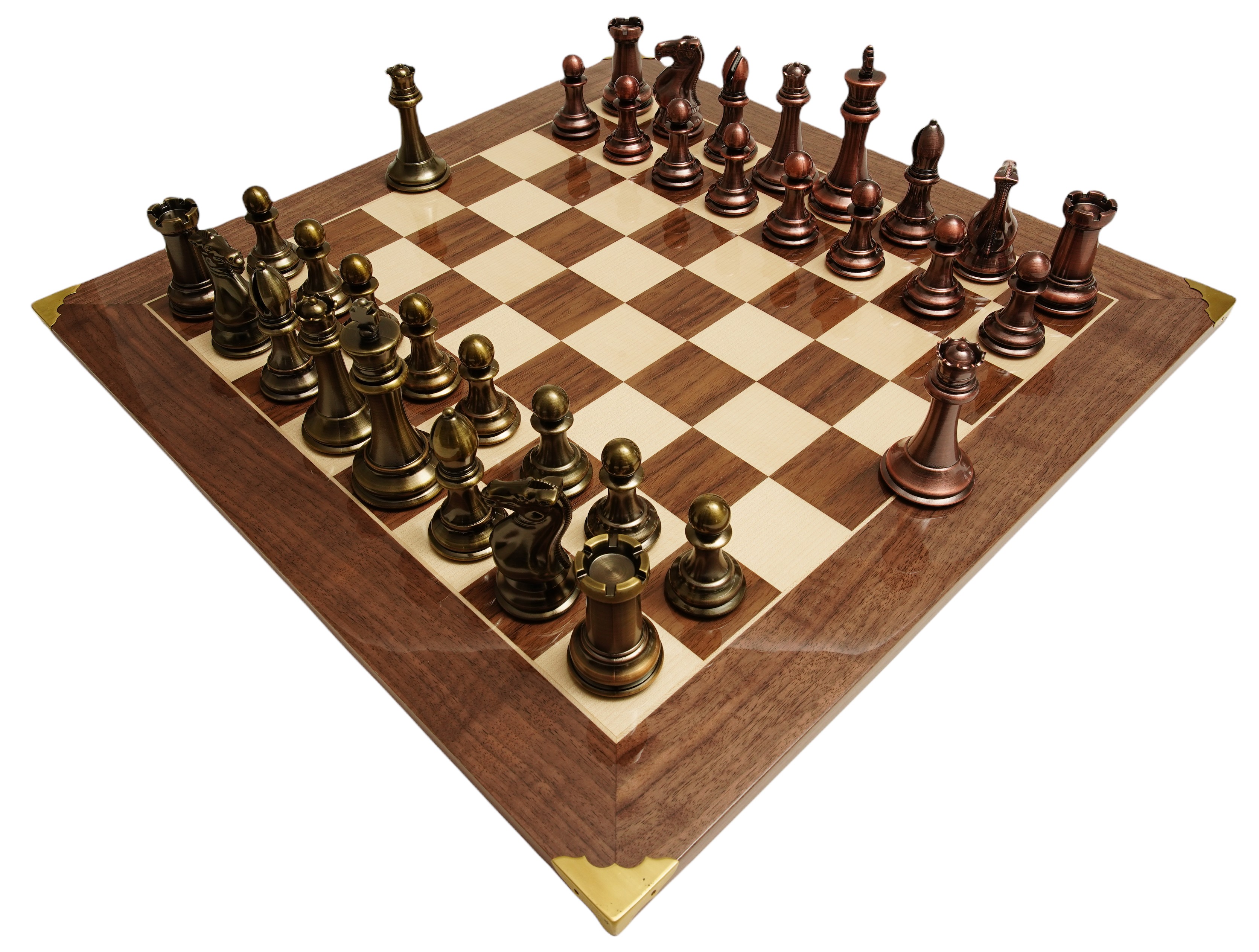 Queen's Gambit Staunton Style Metal Set & Master Chessboard from Spain