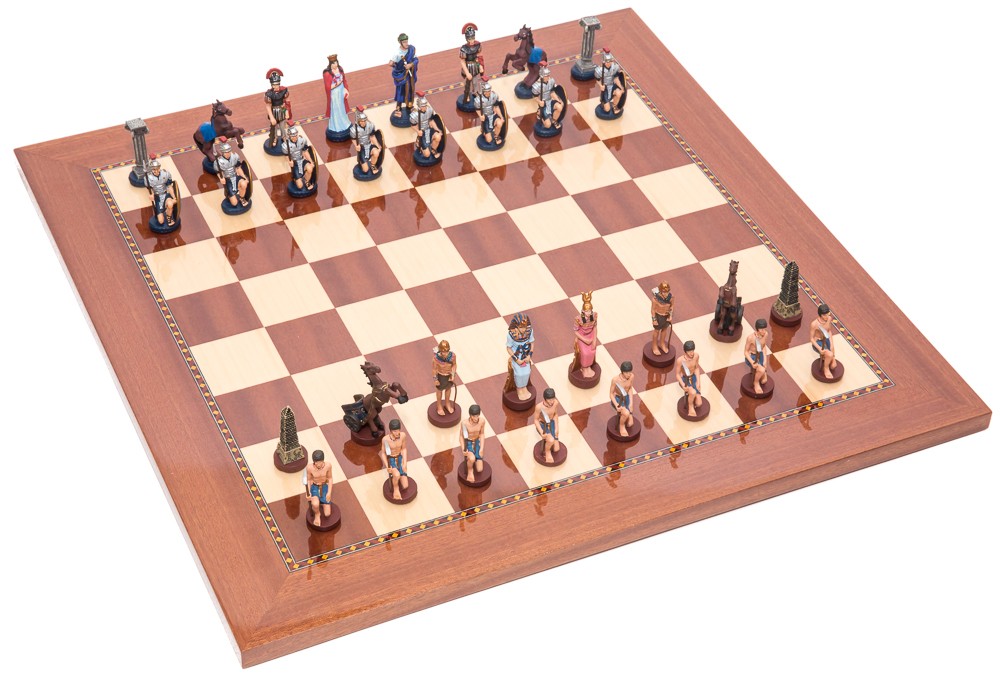 Romans and Egyptians Chessmen & Designers Chess Board 