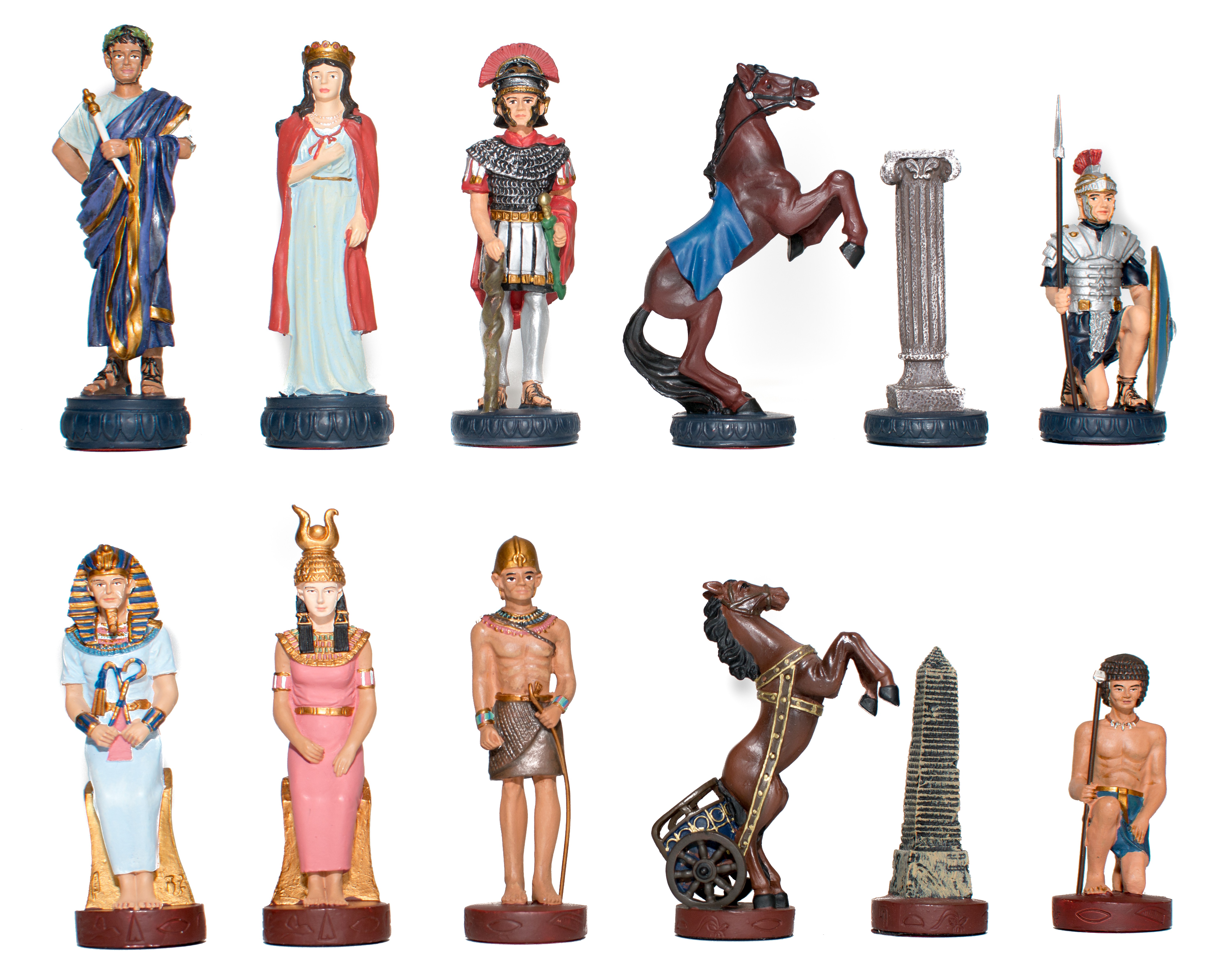 Romans and Egyptians Pewter Chessmen