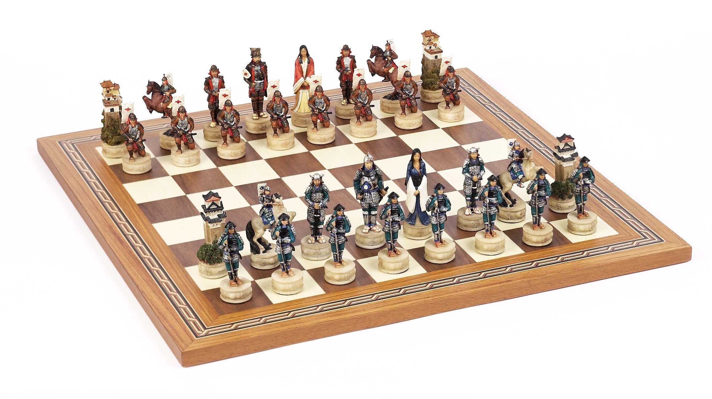 Japanese Samurai Chessmen & Mosaic Board