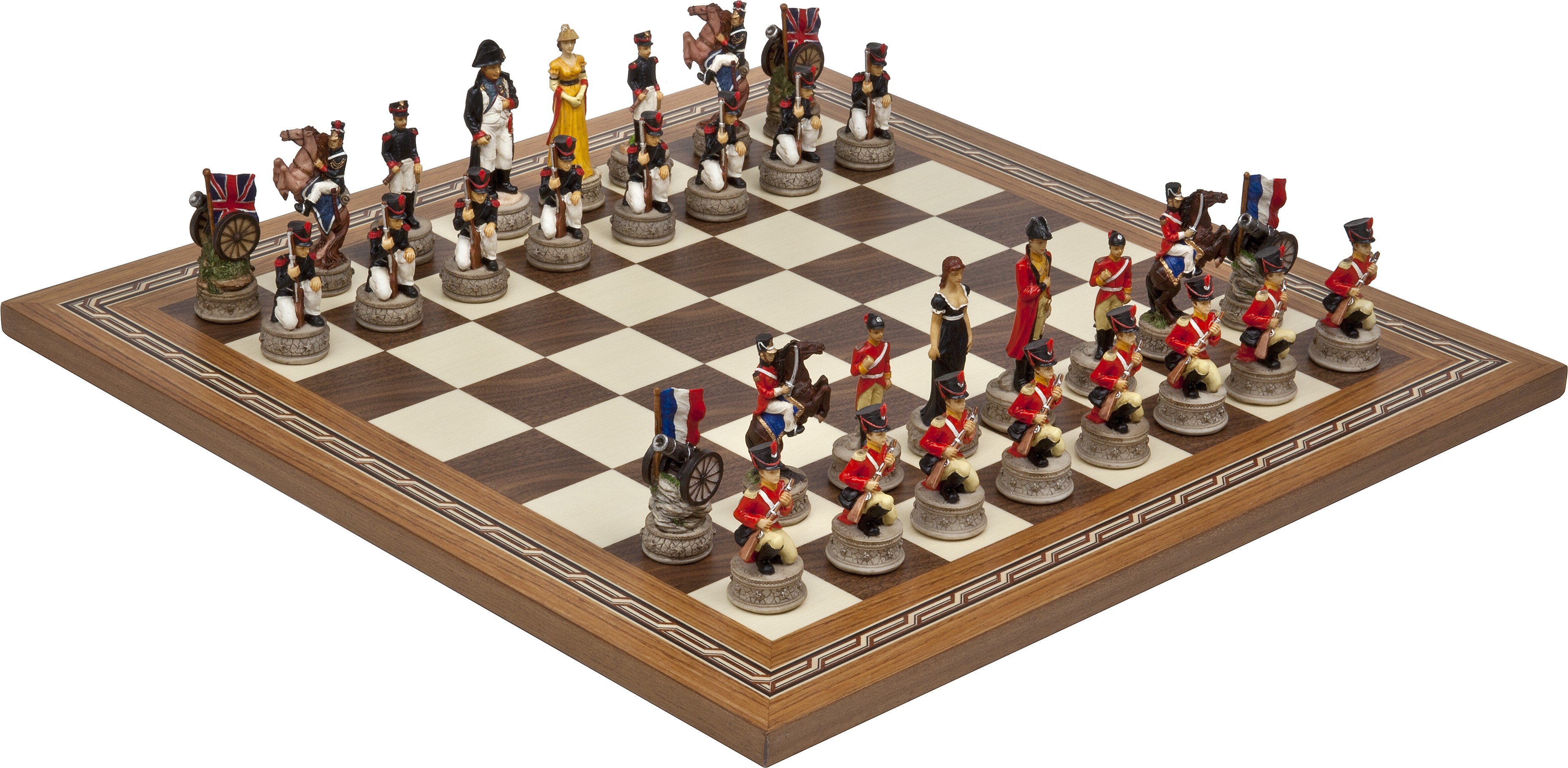 Battle-of-Waterloo Chessmen & Mosaic Board