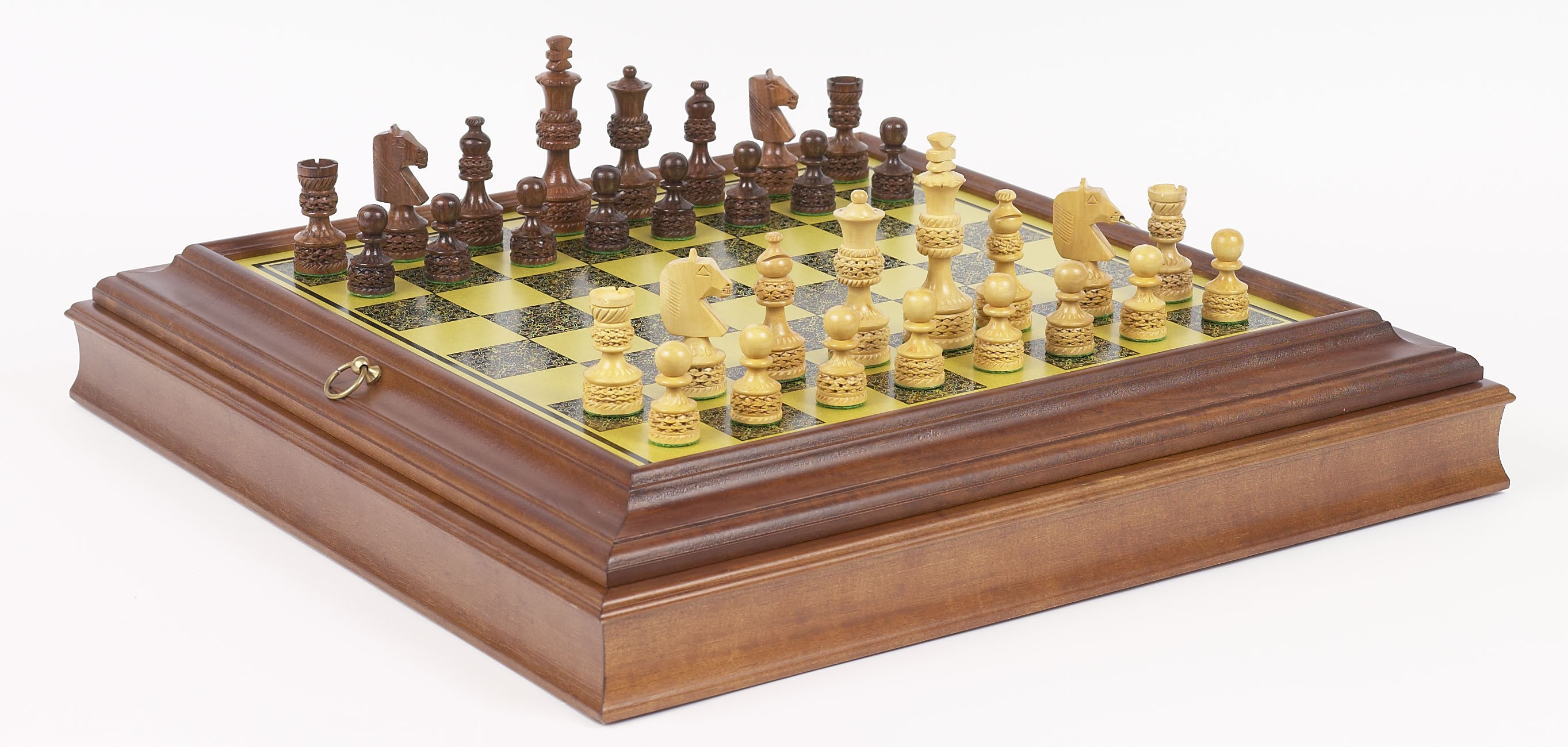 Designer Staunton Chessmen & Cabinet Board