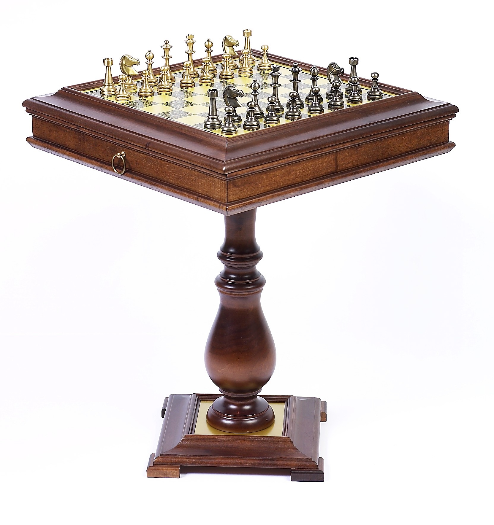 Brass Staunton Chessmen & Chess, Checkers/Backgammon Table