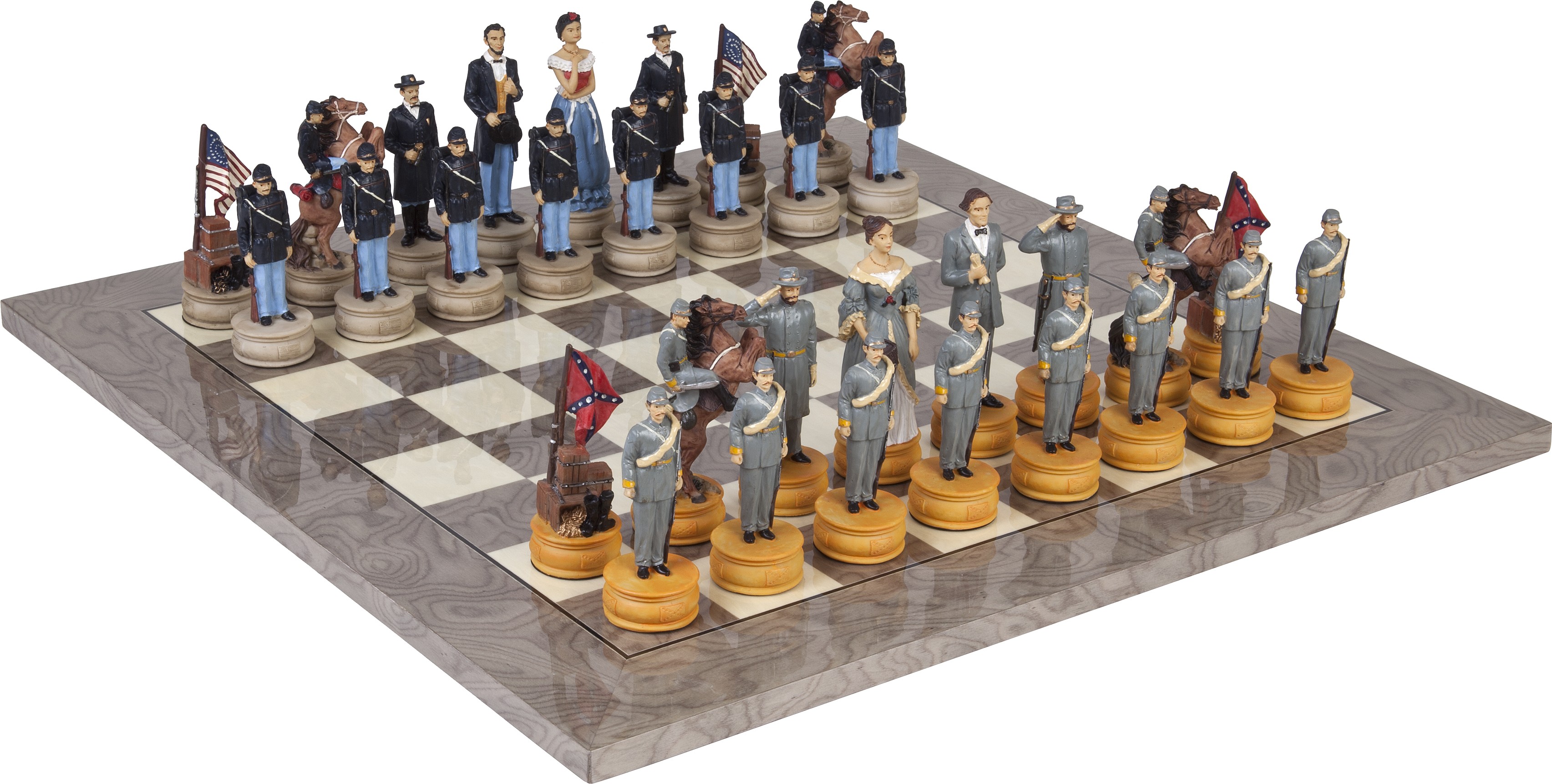 American Civil War Chessmen & Superior Board