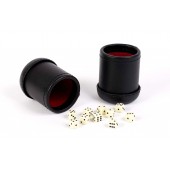 Two Leatherette Dice Cups with 10 Dice 