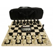 Complete Professional Travel  Tournament Club Chess Set & Digital Chess Clock                                                                