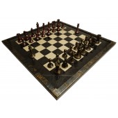 Metal Chessmen with Magnificent Chessboard from Italy