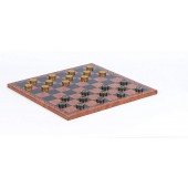 Metal Checkers & Leatherette Board