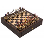 Battle of Waterloo Chessmen & Deluxe Chess Board Case